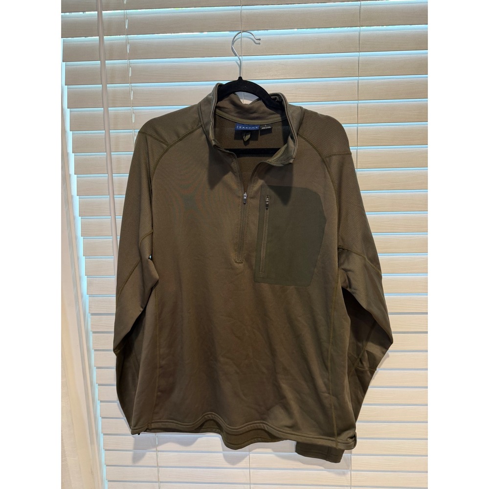 Iceburg Outerwear Mens Large Olive Green Grid Fleece Quarter Zip Pullover Jacket
